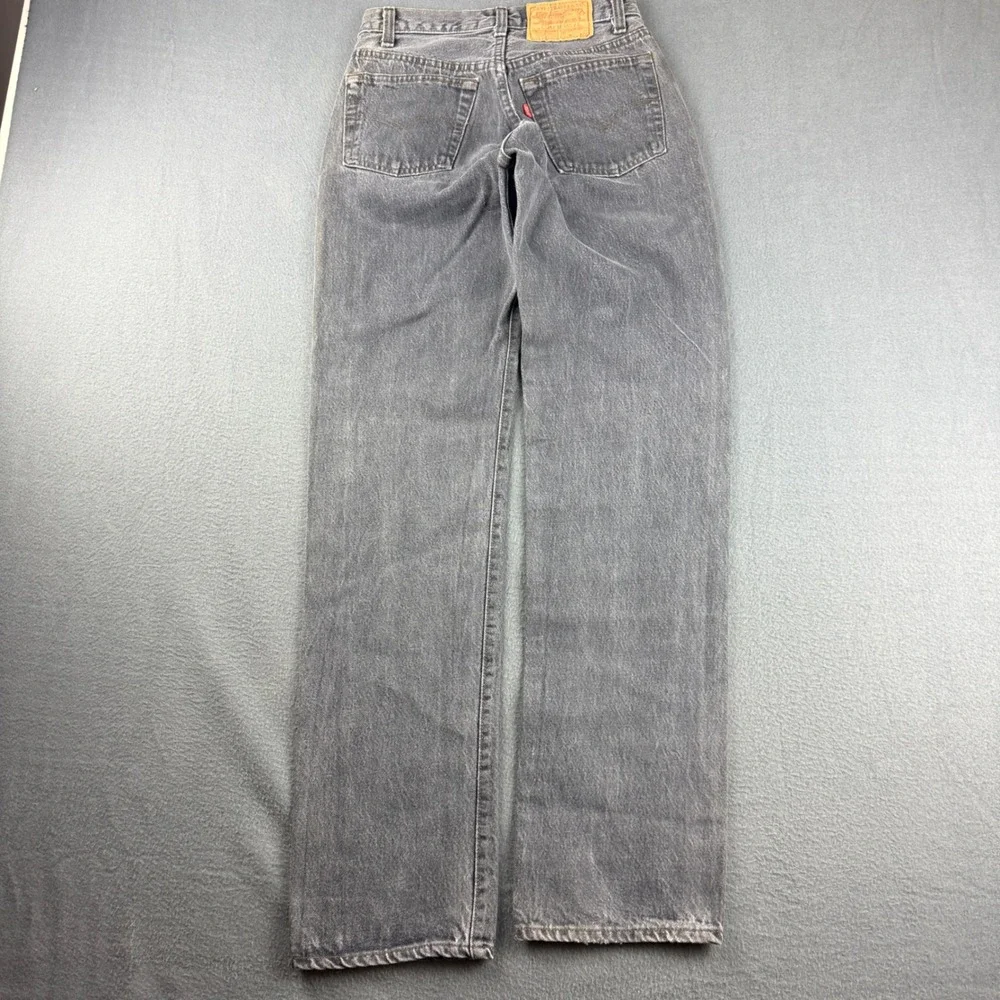 Vintage USA Levis Women's 26x32 Black 70s 80s Button Fly Straight Leg Dark Wash